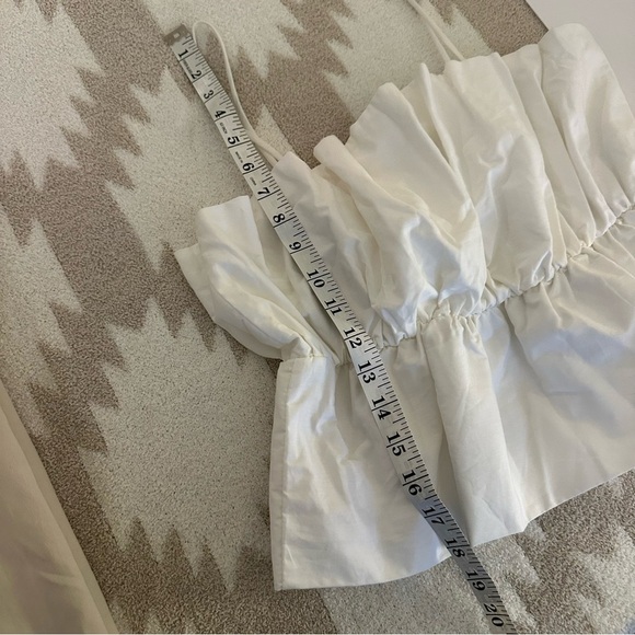 Zara Voluminous Bandeau Puff Ruffle Crop Top in Oyster White, Size Medium - Picture 7 of 14